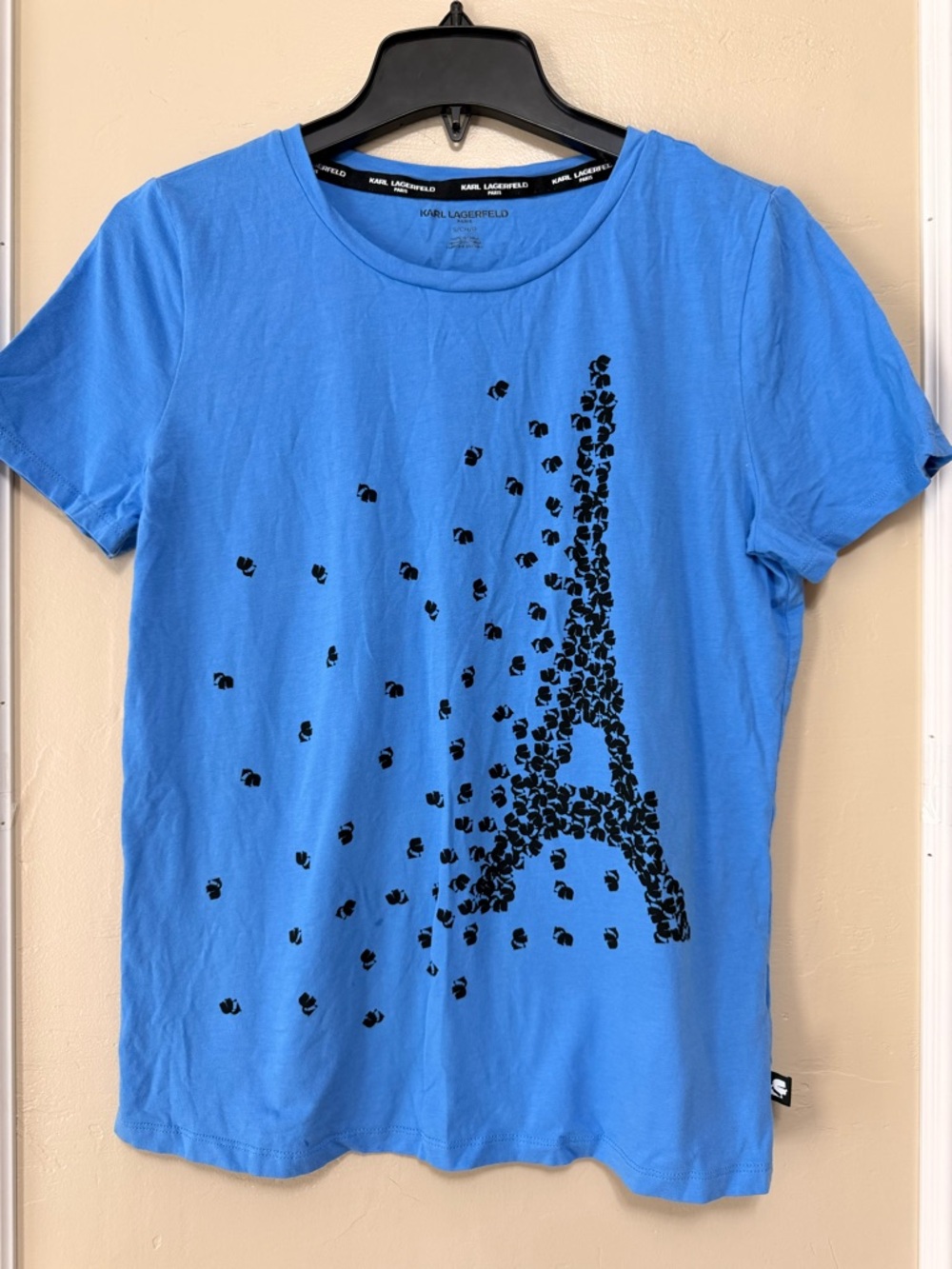 Karl Lagerfeld Bright Blue Tee with Black Eiffel Graphic
